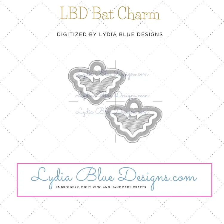 LBD Bat Charm In The Hoop Design DIGITAL Content Only - not a physical product
