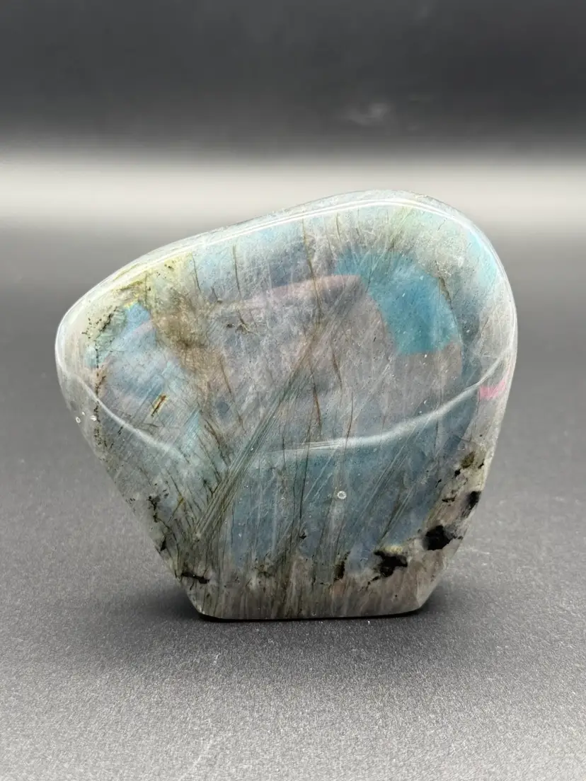 Natural Labradorite Freeform Gray Stone Blue Flash Crystal Reiki 3.5" 412g