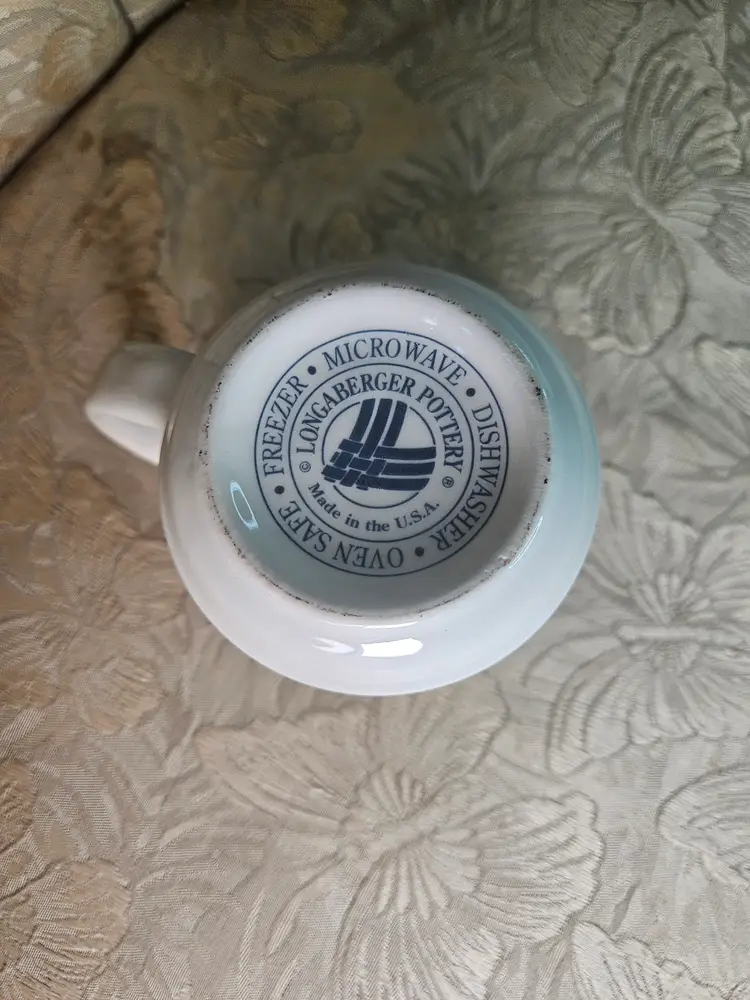 Longaberger Pottery Woven Traditions Classic Blue mug.