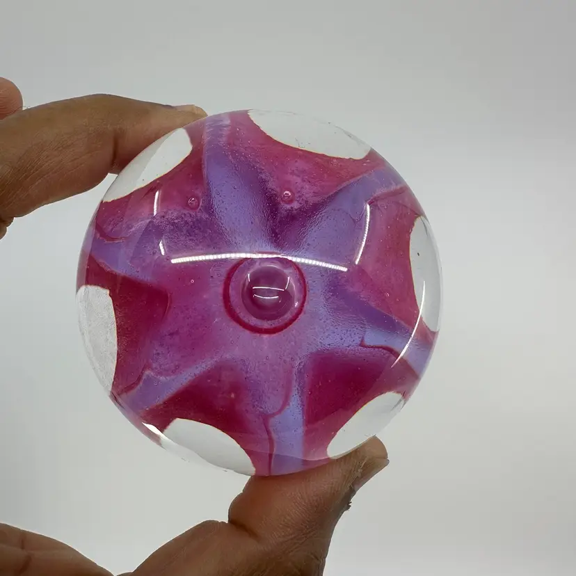 Caithness Glass Paperweight Limited Edition Signed Controled Bubbles Hot Pink