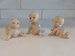 Set Of 3 Vintage Porcelain Bisque Kewpie Babies, Piano Babies