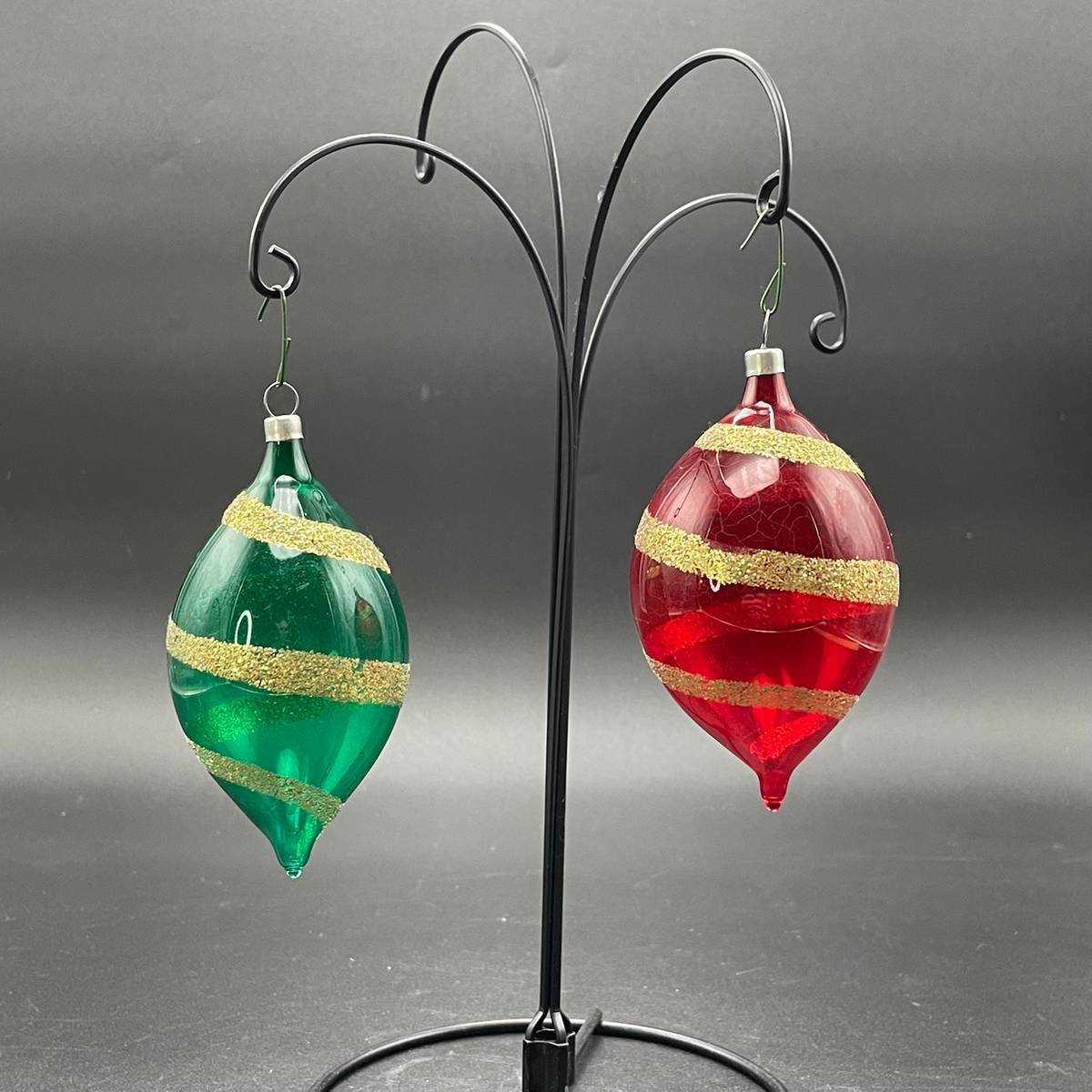 Niknax · Blown Glass Red Green Gold Mica Hanging Christmas Ornaments ...