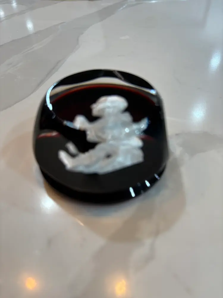 Vintage Baccarat 1959 Paperweight Pope Pius XII - Sulphide Paperweight