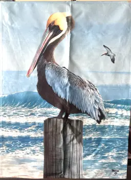 Vtg NEW Signed Toland House Flag Pelican Seagull Beach Nautical USA 35" x 24"