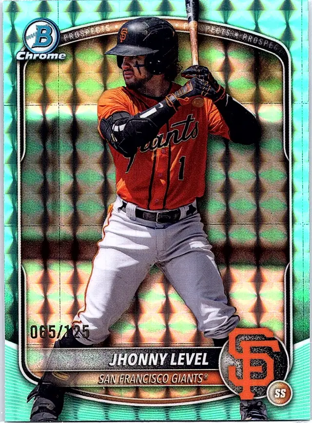 2025 Bowman Draft Jhonny Level #BDC-55 Chrome Aqua Geometric Giants #/125