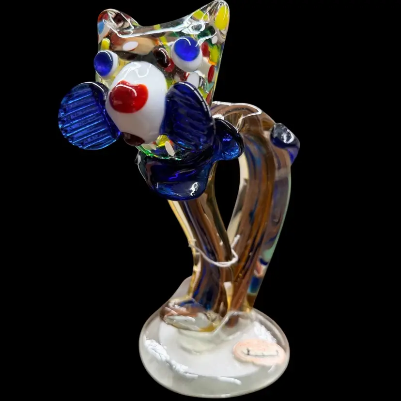 Hand Made Venetian Glass Cat Italy. 8” Tall