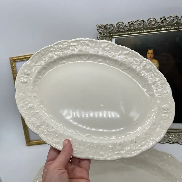 Pair Of Vintage Steubenville USA pottery Platters With Floral Edge