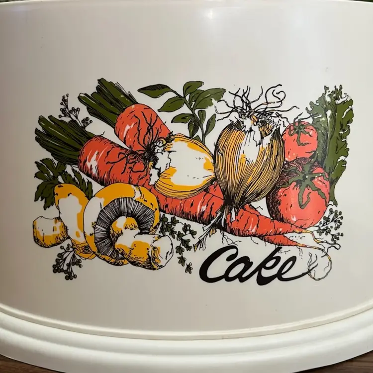 Vintage 1970’s Beige Lustro Ware Mushroom Veggie Retro Dome Cake Dish Pie Cover