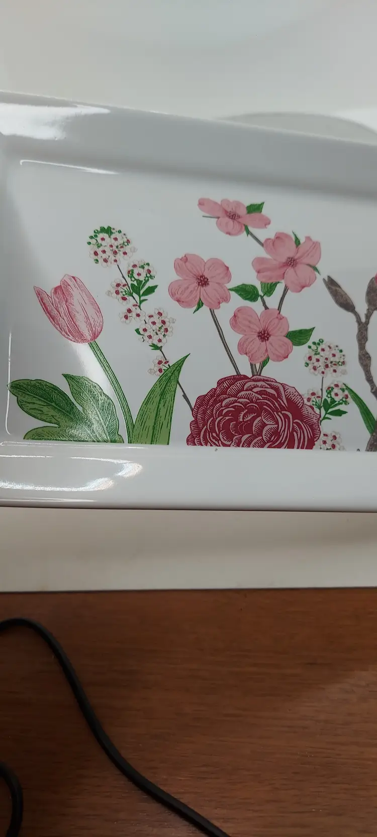 Grove Collaborative Floral Flowers Ceramic Rectangle Retired Trinket Tray Dish
