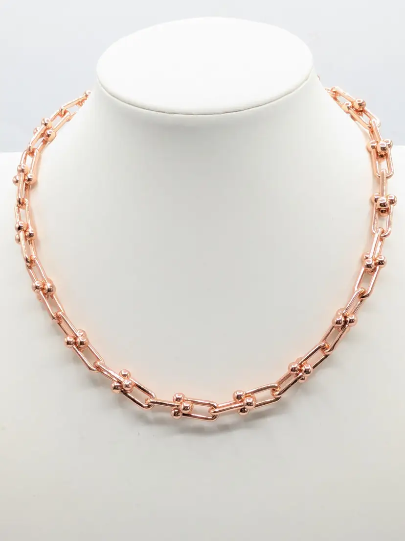 Rose Gold Tone U Link Chain Necklace