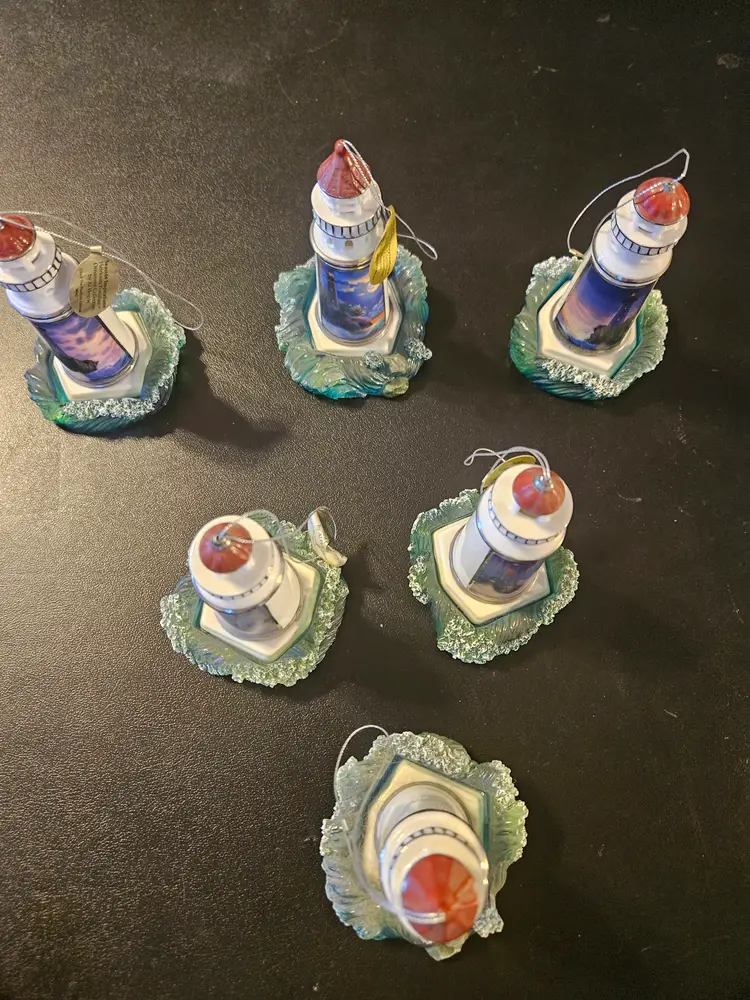 6 Pc Lot Collectible Bradford Lighthouse Seaside Inspirations Christmas Ornament
