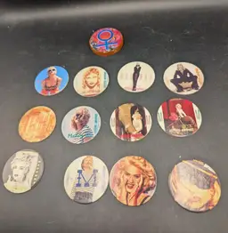 Vintage Lot of 12 Madonna Pogs 1990's With Woman Plastic Slammer
