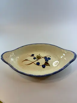 Hand Painted Pottery Dish 9”x 5”