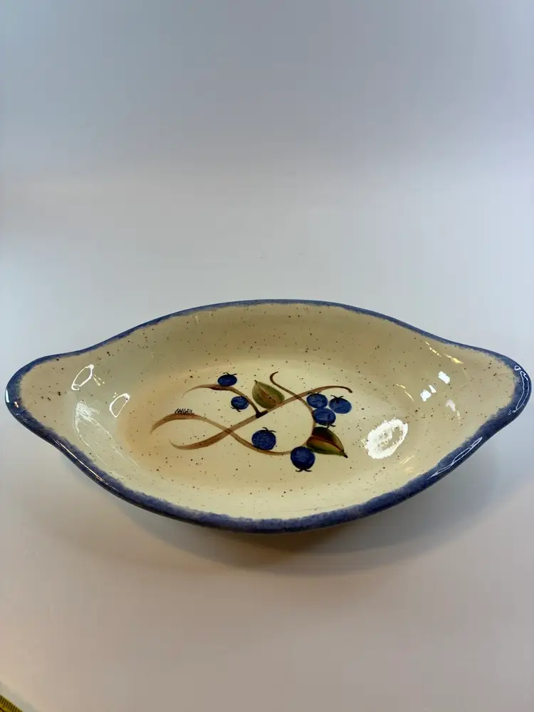 Hand Painted Pottery Dish 9”x 5”