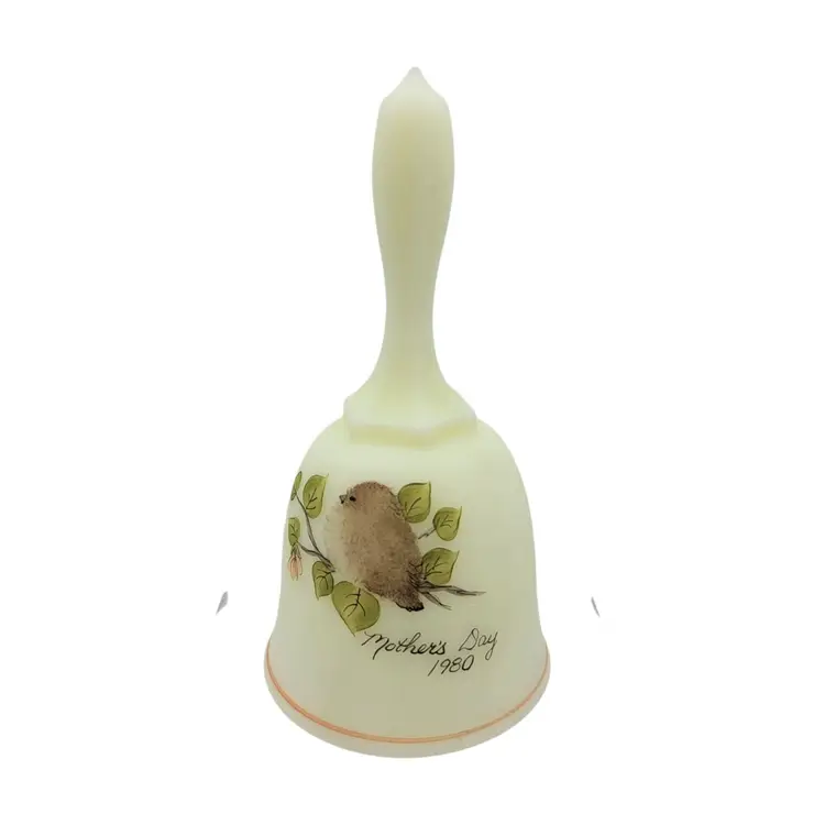 Fenton Custard Glass Hand Painted Mothers Day Bell 1980 By Kay Cunningham