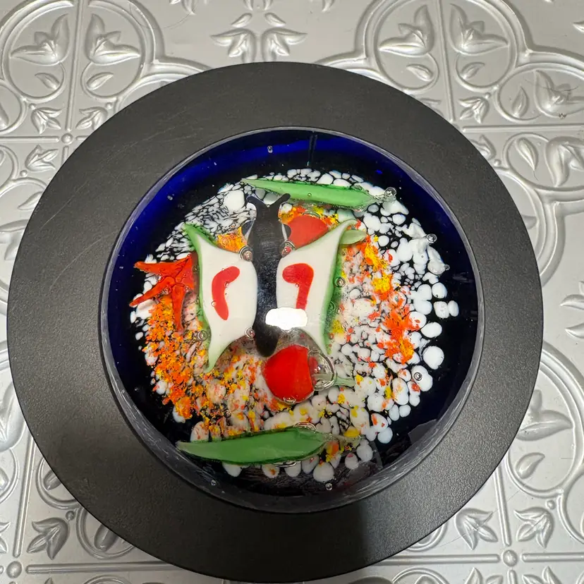 Vintage Art Glass Lampwork Multicolor Fish & Starfish Paperweight Decorative Ocean Scene Or Butterfly lol