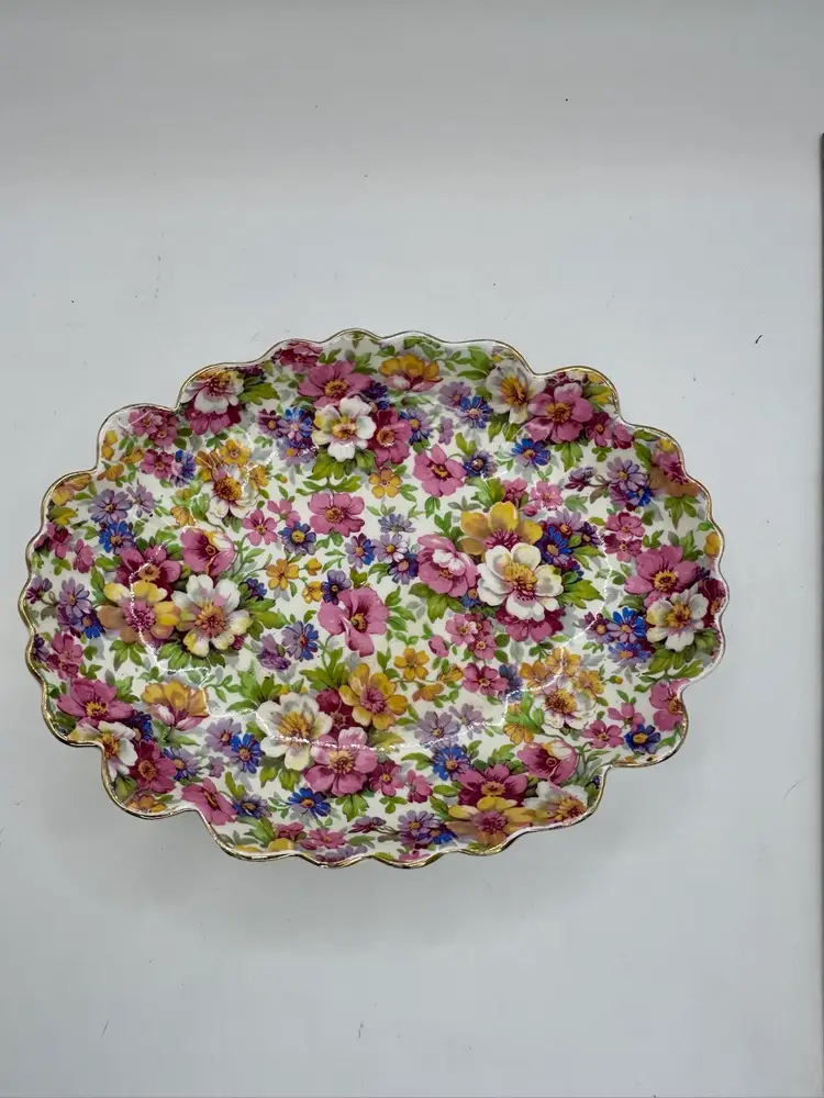 Chintz Scalloped Edge Candy Dish Old Foley James Kent Staffordshire Made In England 7”