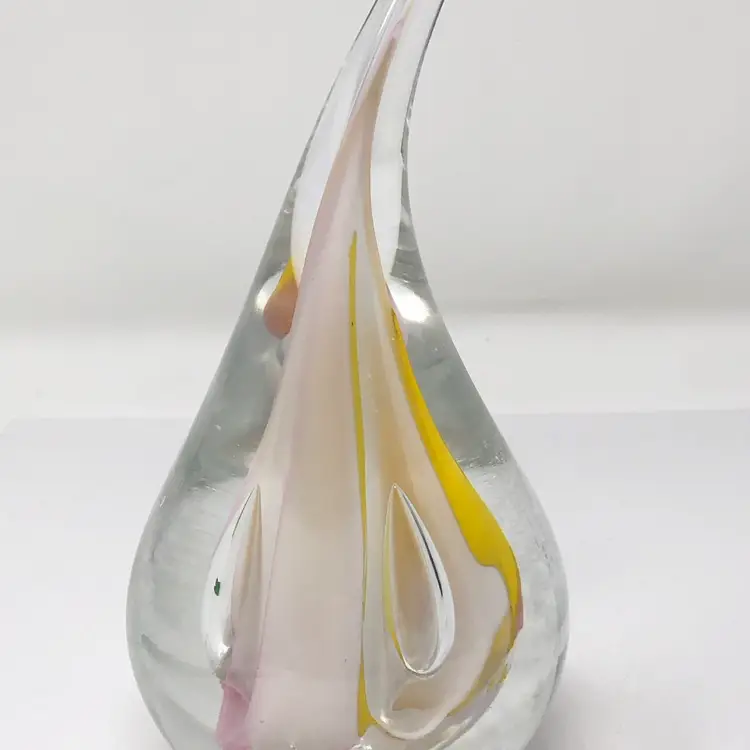 Adam Jablonski Polish Art Glass Hand Blown Teardrop Paperweight READ