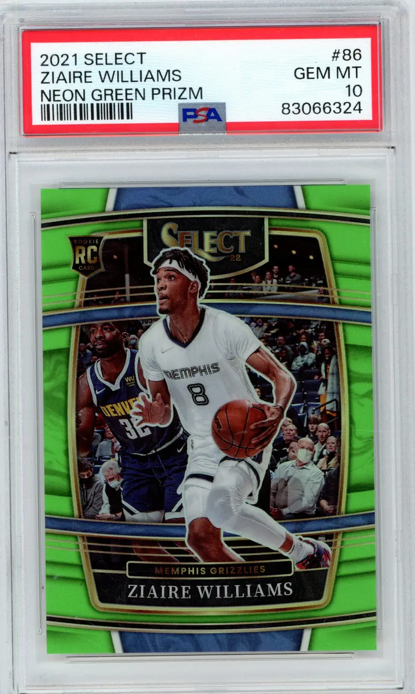 2021 Select ZIAIRE WILLIAMS RC Rookie /75 Neon Green Prizm #86 GRIZZLIES PSA 10 GEM MT