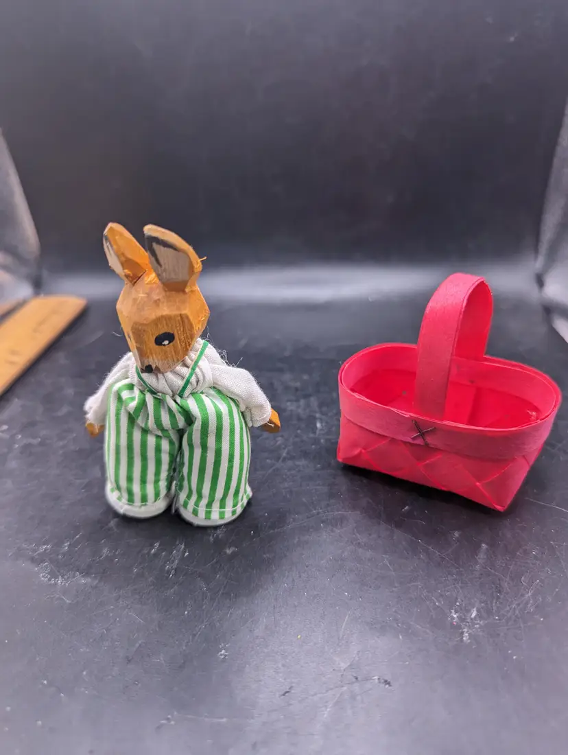 Vintage Hand-carved Wooden Bunny Figurine by German Designer Lotte Sievers Hahn