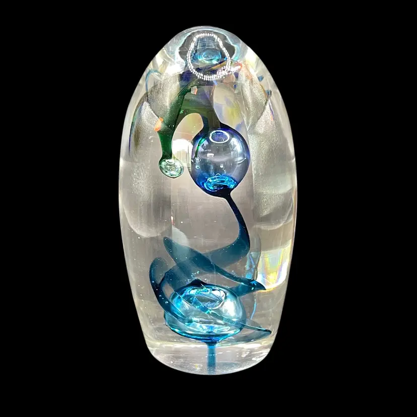 Maciej Dyszkiewicz Alien Flower Art Glass Paperweight Polish Canadian 4.25"