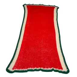 Handmade Crochet Throw Christmas Holiday Blanket 61” x 32”