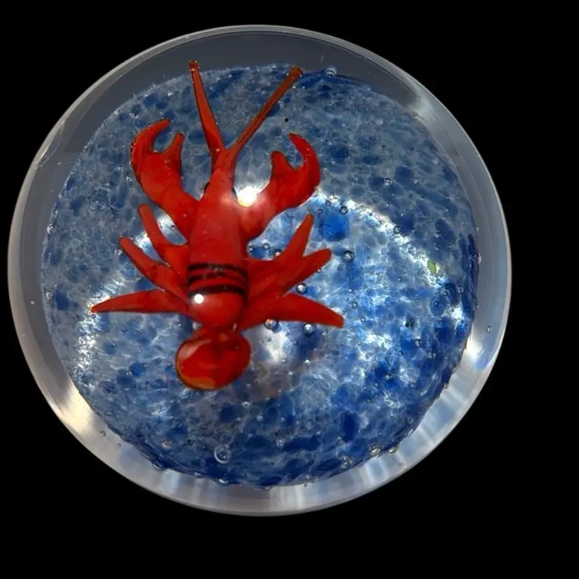 Blue Filed With Lobster Paper Weight