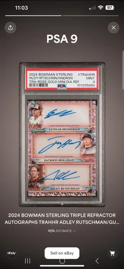 2024 Bowman Sterling Adley, Gunnar, Holliday 5/15 Triple Auto