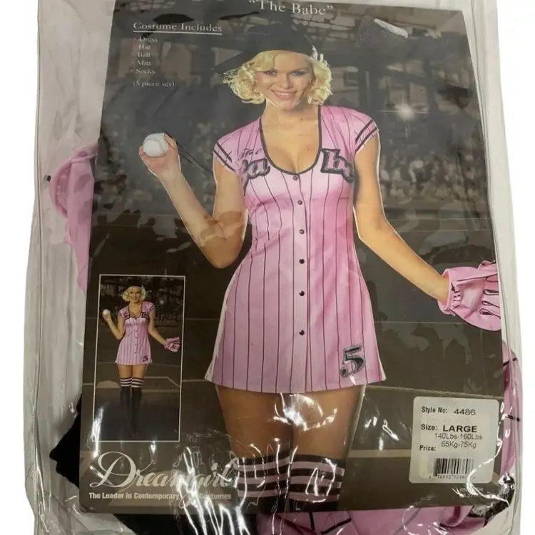 Halloween Cosplay Costume The Babe Large 140lbs-160lbs Women  EUC Baseball Uniform Sexy