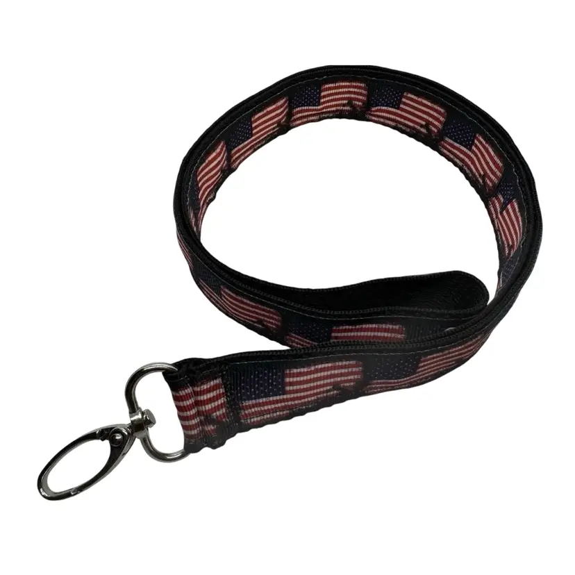 Keychain Lanyard Key Holder American Flag July 4th NEW Handmade 19.5”