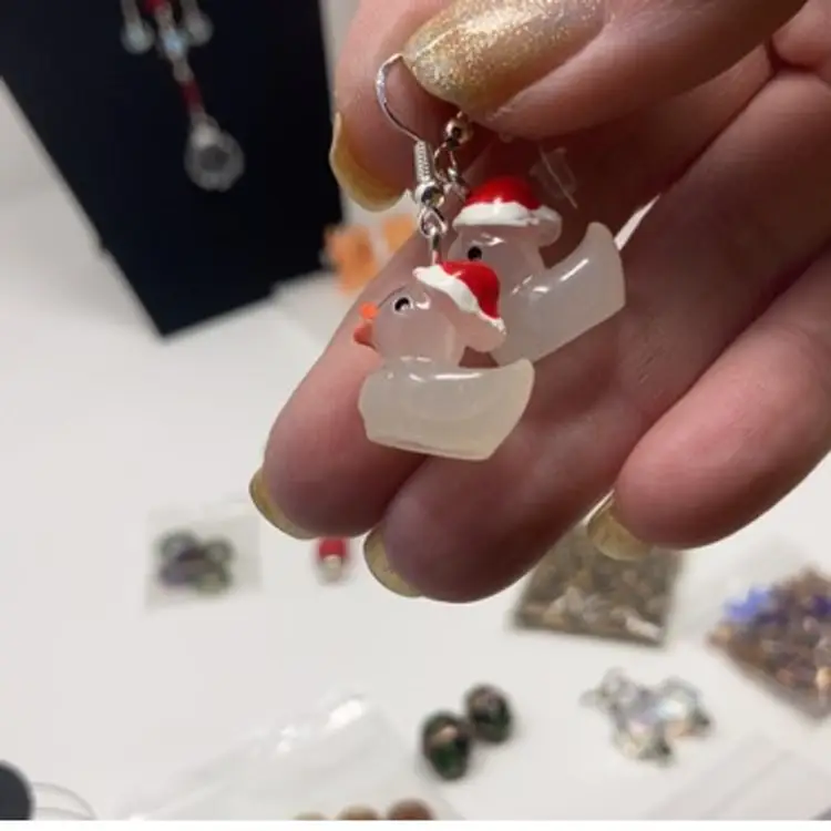2 Day Sale! 🎉🎄🎉 UV Reactive and Glow in the Dark Christmas Duck Earrings! 925 Stamped Untested Hooks.  Made By Me!