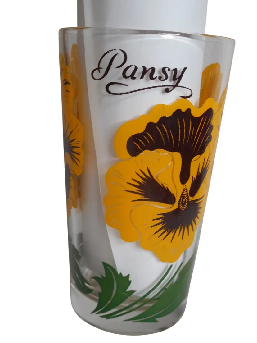 MCM Peanut Butter Drinking Juice Glass Tumbler Pansy Estate find 5" #2