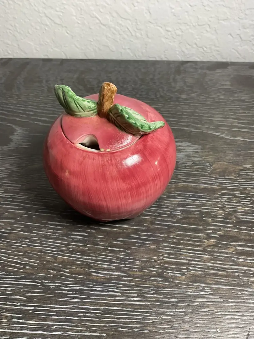 Vintage Ceramic Apple Sugar Or Jam Bowl