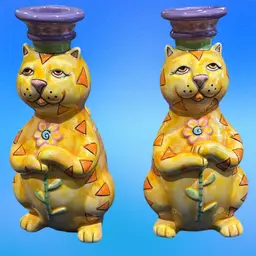 Ceramic Cat Candle Holders Set Of 2  -Pacific Giftware