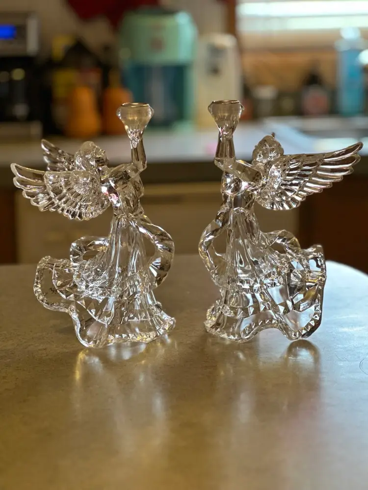 Crystal angel candlestick holders by
RAZ Imports