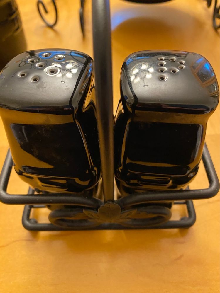 LONGABERGER SALT/PEPPER 3 piece CADDY in BLACK ONYX