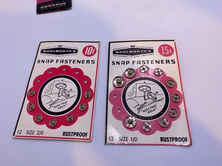 Vintage Sewing Notions Lot - Ribbon, Zipper Snap Fasteners, Hooks and Loops