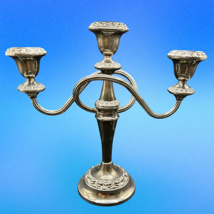 Vintage Ian Heath (Lanthe) Sterling Silver Plated English - 3 Cup Candleabra C31 England