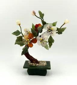 Jadeite and Stone Bonsai Tree 5”x 1.5”x 5.5”