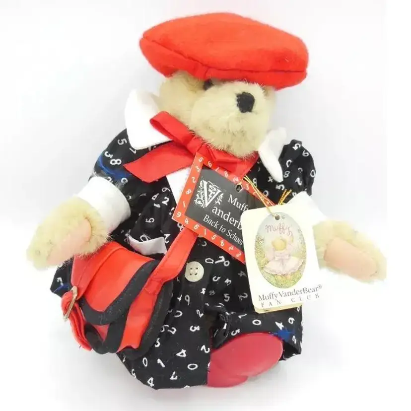 MUFFY VANDERBEAR PLUSH, Muffy Fan Club Back To School 8" 1990 Vintage