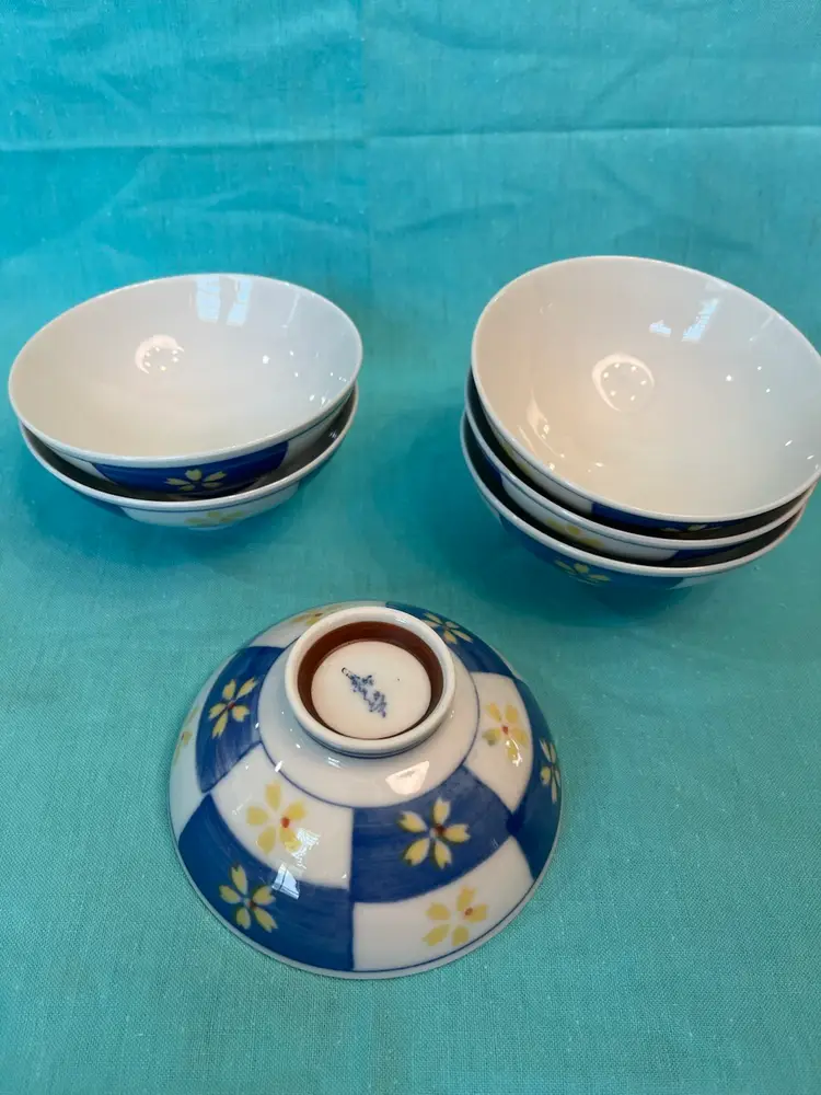 Set of Six Asian Rice Bowls
