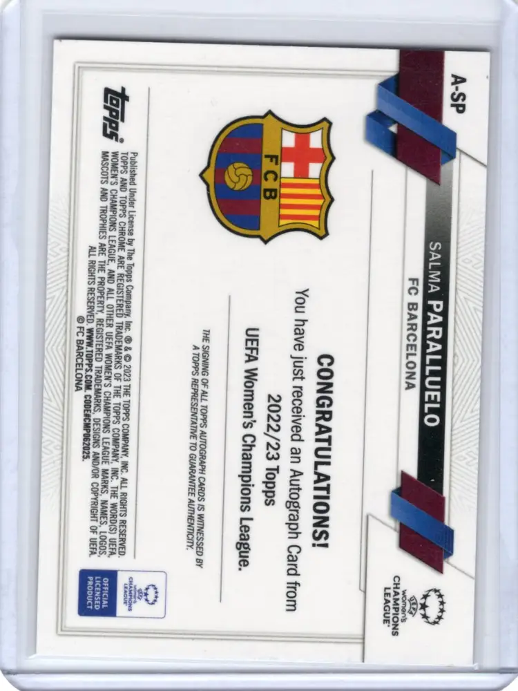 2022/23 Topps Chrome UEFA Women's Champions League Salma Parallel Auto