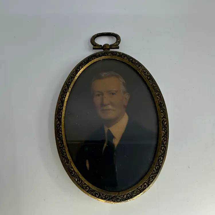 Victorian Miniature Brass Frame Gentleman Photo