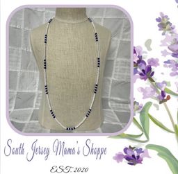 Vintage Monet Blue And White Acrylic Beaded Necklace
