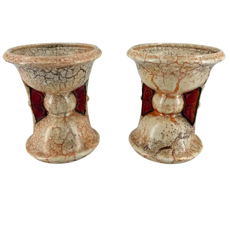 Set 2 Ditmar Urbach Czech Pottery Alien Ware Vases