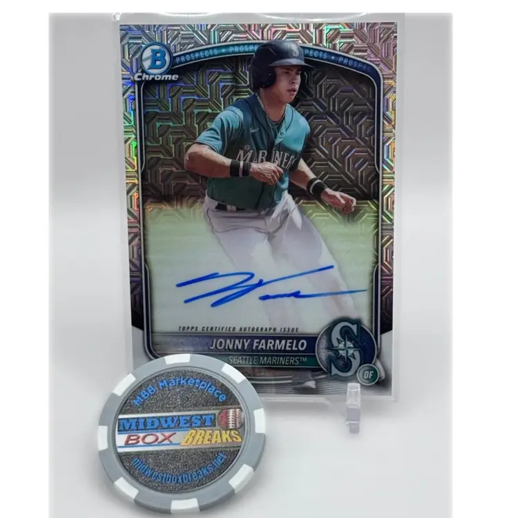 2025 Bowman Chrome Mega Box Mojo Refractor Auto Jonny Farmelo - Seattle Mariners