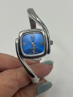 Silver Tone Blue Faced Ladies Wristwatch