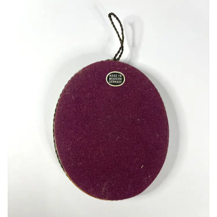 West German Silk Oval Ornament Bride Holiday Vintage Shabby Décor Victorian