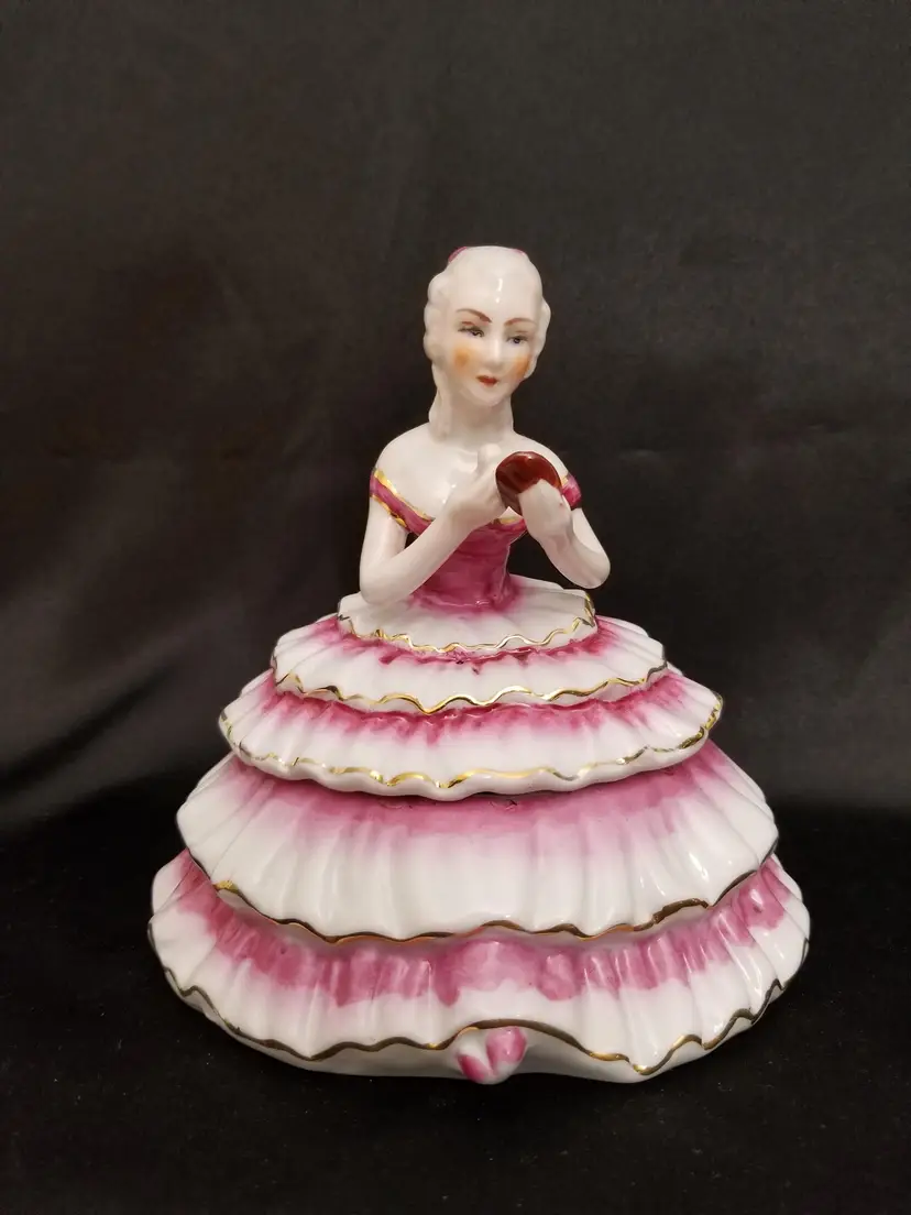 #58 Vintage 1898 Porcelain Lady Trinket Box