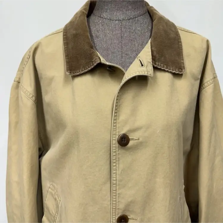 LL Bean Men XL TALL Canvas Barn Chore Coat Flannel Lined Field Jacket Khaki Tan